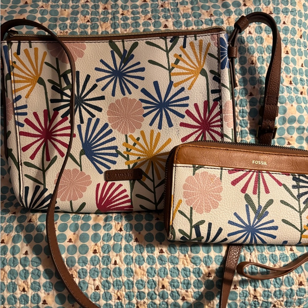 Fossil Floral Women's Bag Set - Multicolor